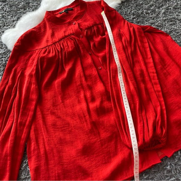 Maje Red Button down Blouse - Picture 7 of 8